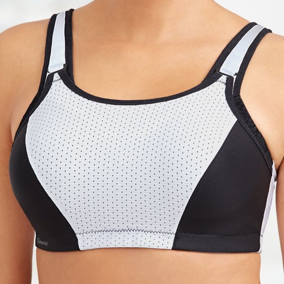 Glamorise SPORT Bra 46F (DOUBLE-LAYER) Wicking (PADDED-STRAPS) White NEW - Picture 3 of 16